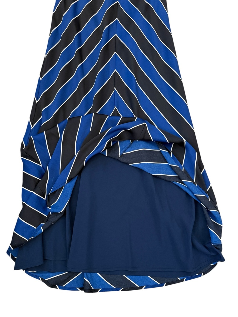 Guess Y2K Halter Maxi Dress Blue Black Chevron Lace Up Back Size 6 - Picture 6 of 13